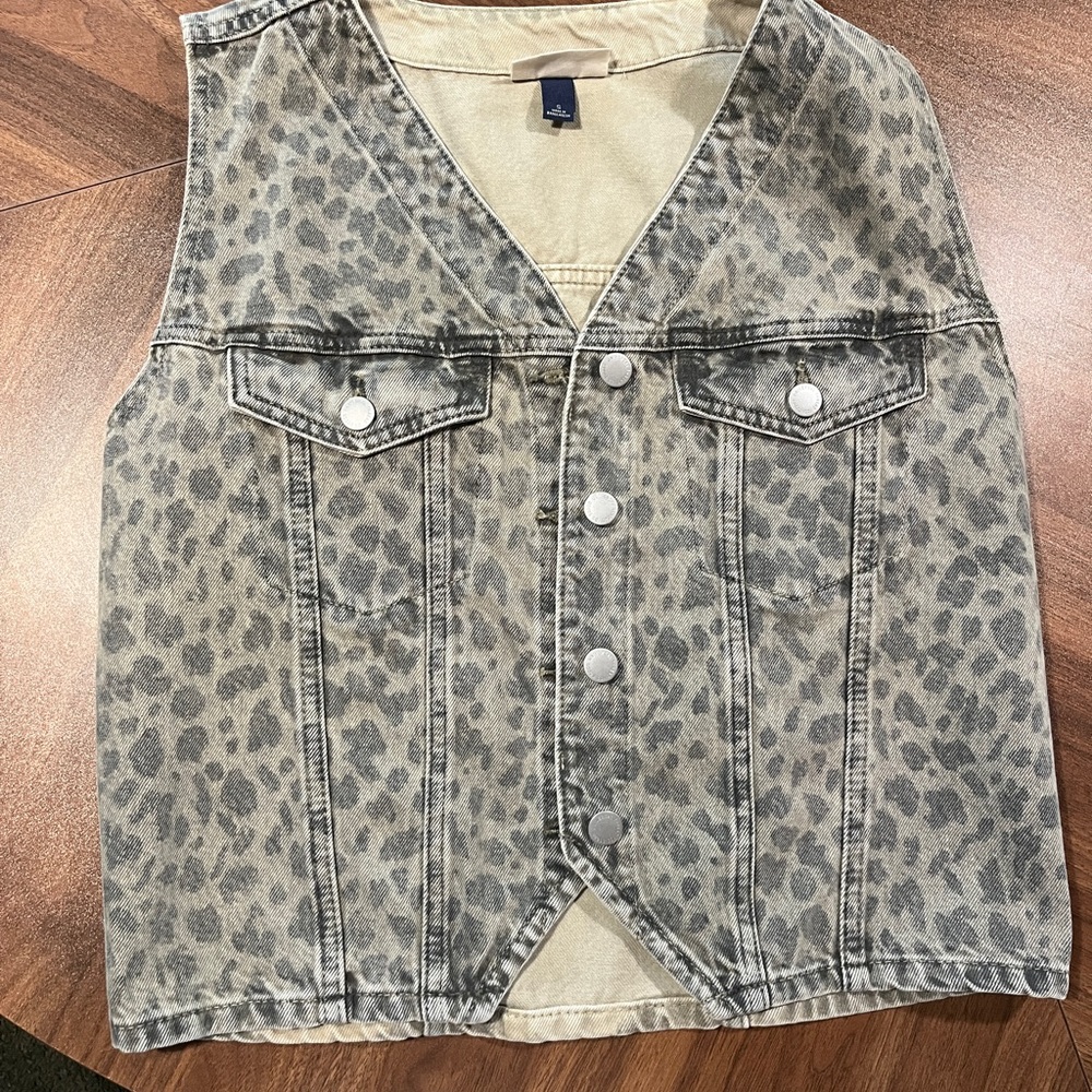Leopard Print Denim Vest